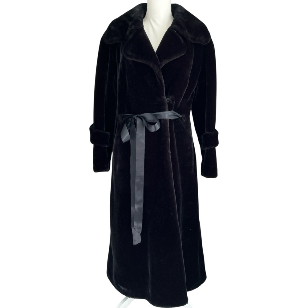 Elegant Black Faux Fur Coat